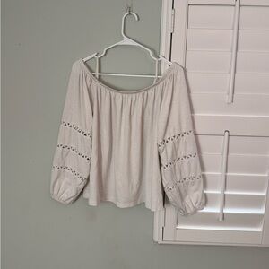 Lilly Pulitzer Off the Shoulder Top Size L Cream Boho Sleeve